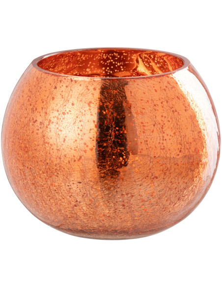 Photophore moderne Boule XL Diamètre 15 cm en Verre Orange Motif craquelé Freon - 2