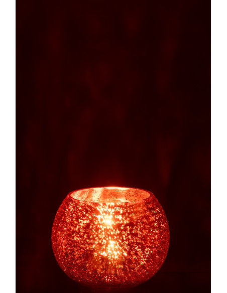 Photophore moderne Boule XL Diamètre 15 cm en Verre Orange Motif craquelé Freon - 3