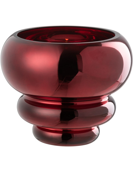 Vase moderne Rond Hauteur 13 cm en Verre Rouge bordeaux Brillant Julia - 1