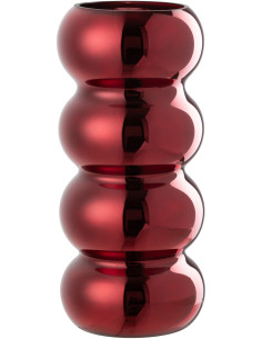 Vase moderne Cylindrique Hauteur 30 cm en Verre Rouge bordeaux Brillant Chenille - 1
