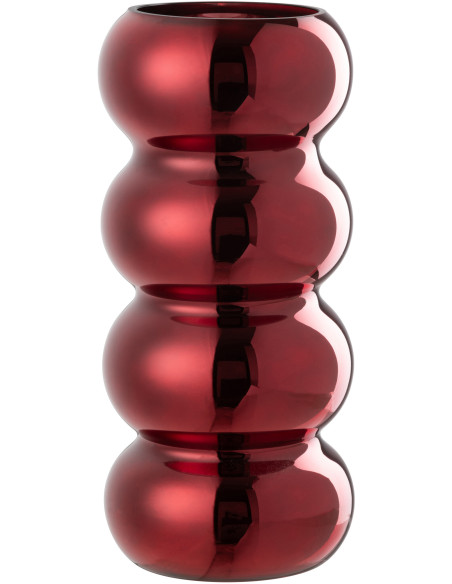 Vase moderne Cylindrique Hauteur 30 cm en Verre Rouge bordeaux Brillant Chenille - 1