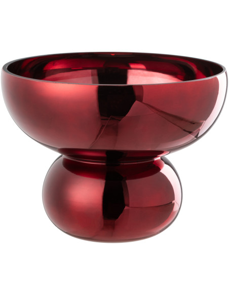 Vase moderne sur pied Rond Hauteur 17 cm en Verre Rouge bordeaux Brillant Orynd - 1