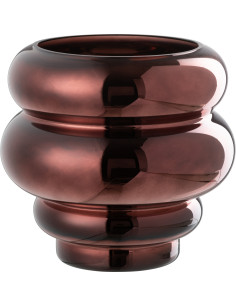 Vase moderne Rond Hauteur 20 cm en Verre Prune Brillant Cléa - 1