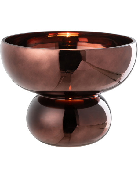 Vase moderne sur pied Rond Hauteur 17 cm en Verre Prune Brillant Orynd - 1