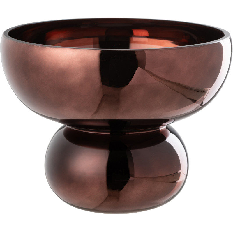 Vase moderne sur pied Rond Hauteur 17 cm en Verre Prune Brillant Orynd - 2