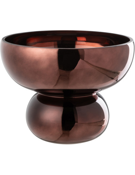 Vase moderne sur pied Rond Hauteur 17 cm en Verre Prune Brillant Orynd - 2