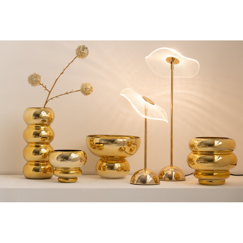 Vase moderne Rond Hauteur 20 cm en Verre Doré Brillant Cléa - 2