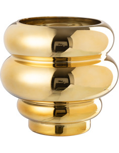 Vase moderne Rond Hauteur 20 cm en Verre Doré Brillant Cléa - 1