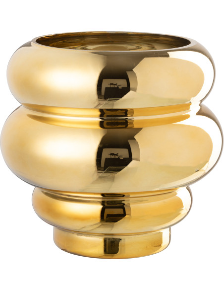 Vase moderne Rond Hauteur 20 cm en Verre Doré Brillant Cléa - 1