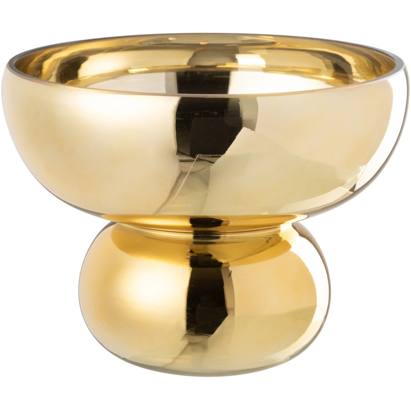 Vase moderne sur pied Rond Hauteur 17 cm en Verre Doré Brillant Orynd - 3