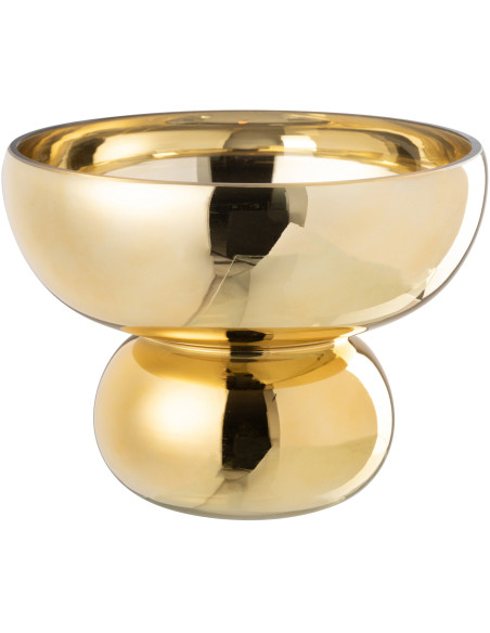 Vase moderne sur pied Rond Hauteur 17 cm en Verre Doré Brillant Orynd - 3