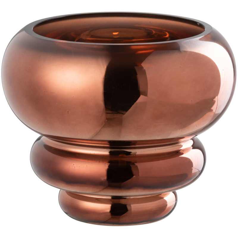 Vase moderne Rond Hauteur 13 cm en Verre Cuivré Brillant Julia - 1