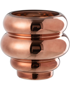 Vase moderne Rond Hauteur 20 cm en Verre Cuivré Brillant Cléa - 1