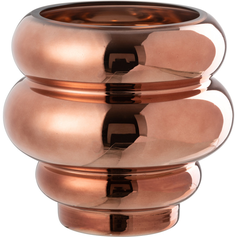 Vase moderne Rond Hauteur 20 cm en Verre Cuivré Brillant Cléa - 1