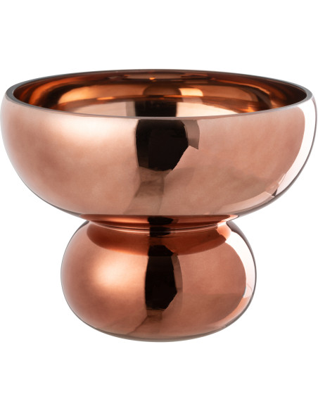 Vase moderne sur pied Rond Hauteur 17 cm en Verre Cuivré Brillant Orynd - 1