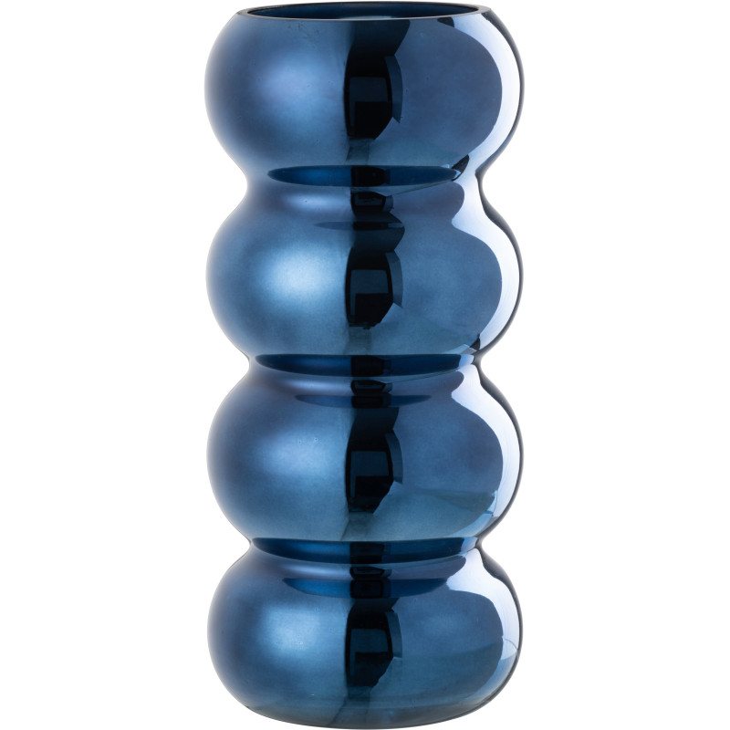 Vase moderne Cylindrique Hauteur 30 cm en Verre Bleu Brillant Chenille - 1