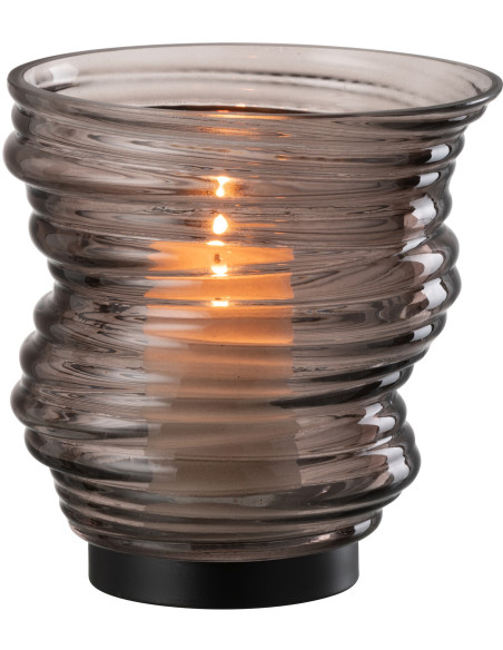 Vase original Conique Hauteur 17 cm en Verre Gris Tornado - 1