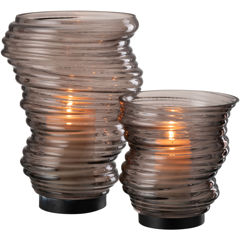 Vase original Conique Hauteur 17 cm en Verre Gris Tornado - 4