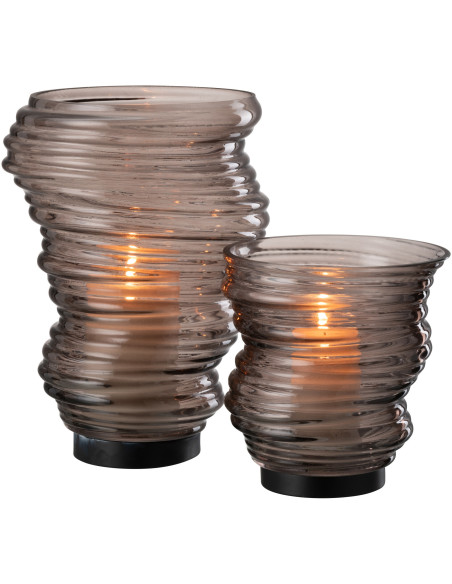 Vase original Conique Hauteur 17 cm en Verre Gris Tornado - 4