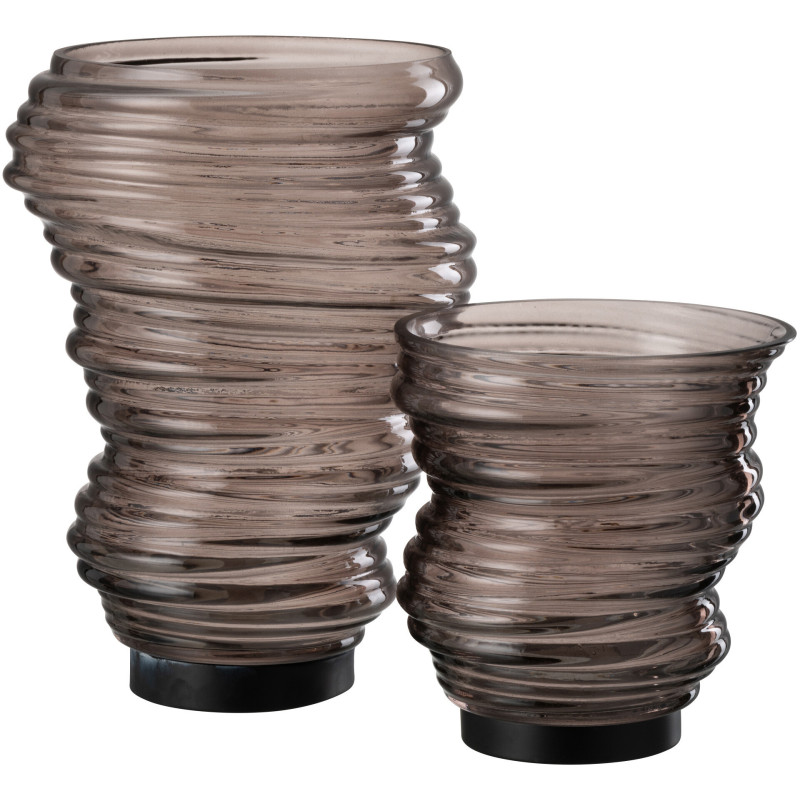 Vase original Conique Hauteur 17 cm en Verre Gris Tornado - 5