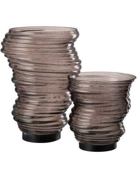 Vase original Conique Hauteur 17 cm en Verre Gris Tornado - 5