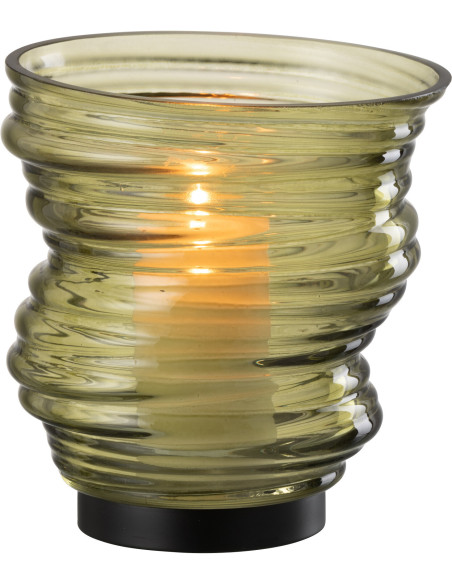 Vase original Conique Hauteur 17 cm en Verre Vert Tornado - 1