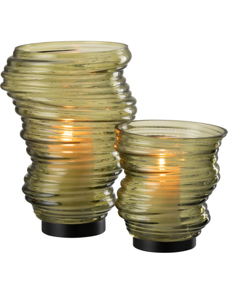 Vase original Conique Hauteur 17 cm en Verre Vert Tornado - 4