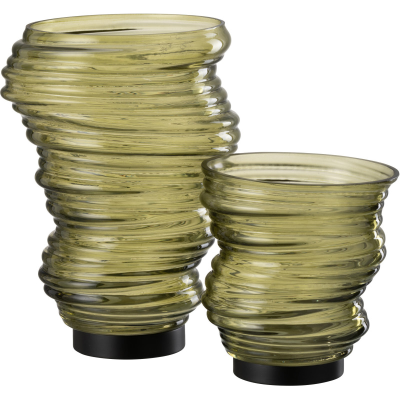 Vase original Conique Hauteur 17 cm en Verre Vert Tornado - 5