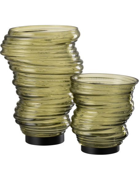 Vase original Conique Hauteur 17 cm en Verre Vert Tornado - 5