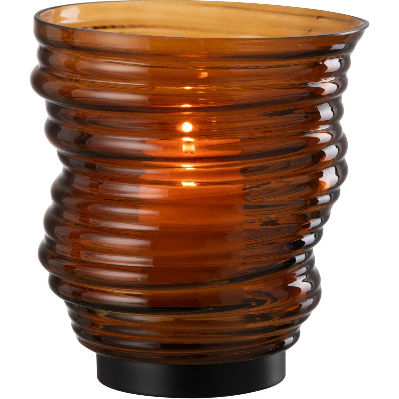 Vase original Conique Hauteur 17 cm en Verre Ambre Tornado - 1