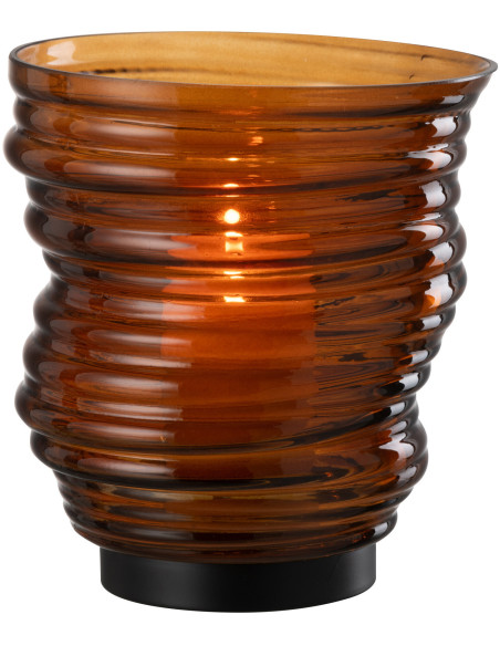 Vase original Conique Hauteur 17 cm en Verre Ambre Tornado - 1