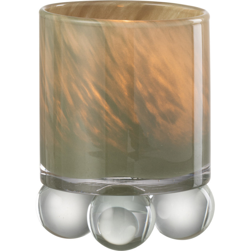 Bougeoir original sur pied boules Diamètre 10 cm en Verre Vert Ryelle - 1