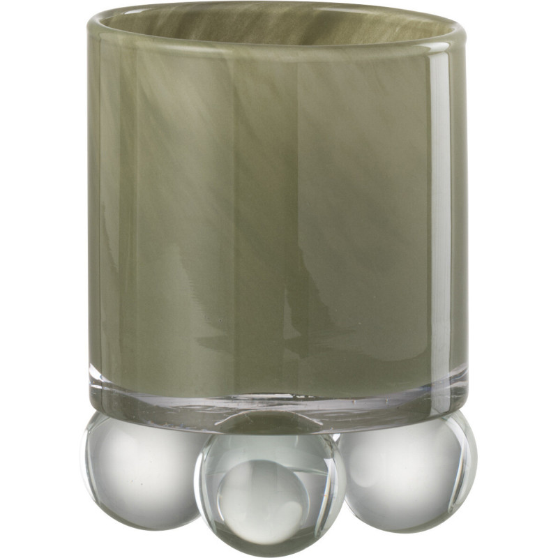 Bougeoir original sur pied boules Diamètre 10 cm en Verre Vert Ryelle - 2