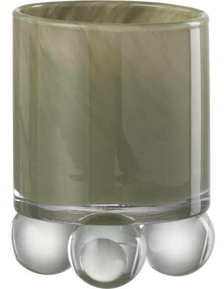Bougeoir original sur pied boules Diamètre 10 cm en Verre Vert Ryelle - 2