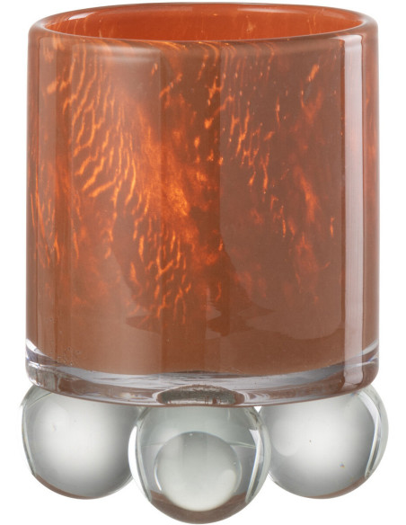 Bougeoir original sur pied boules Diamètre 10 cm en Verre Marron Ryelle - 1