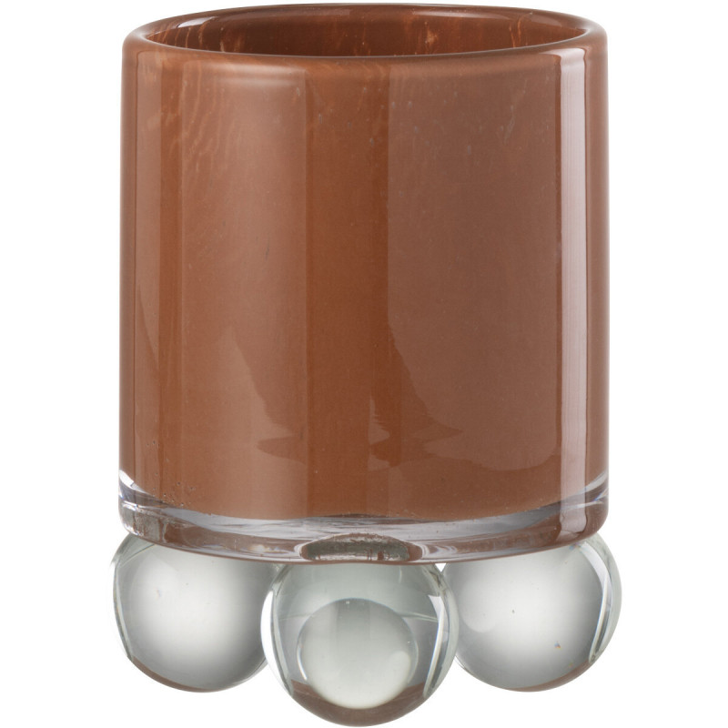 Bougeoir original sur pied boules Diamètre 10 cm en Verre Marron Ryelle - 2