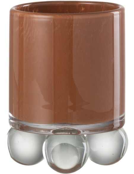 Bougeoir original sur pied boules Diamètre 10 cm en Verre Marron Ryelle - 2