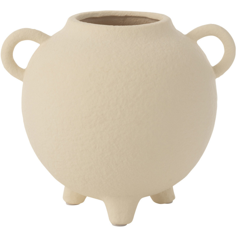Vase moderne Amphore Hauteur 16 cm en Grès Beige Denix - 1