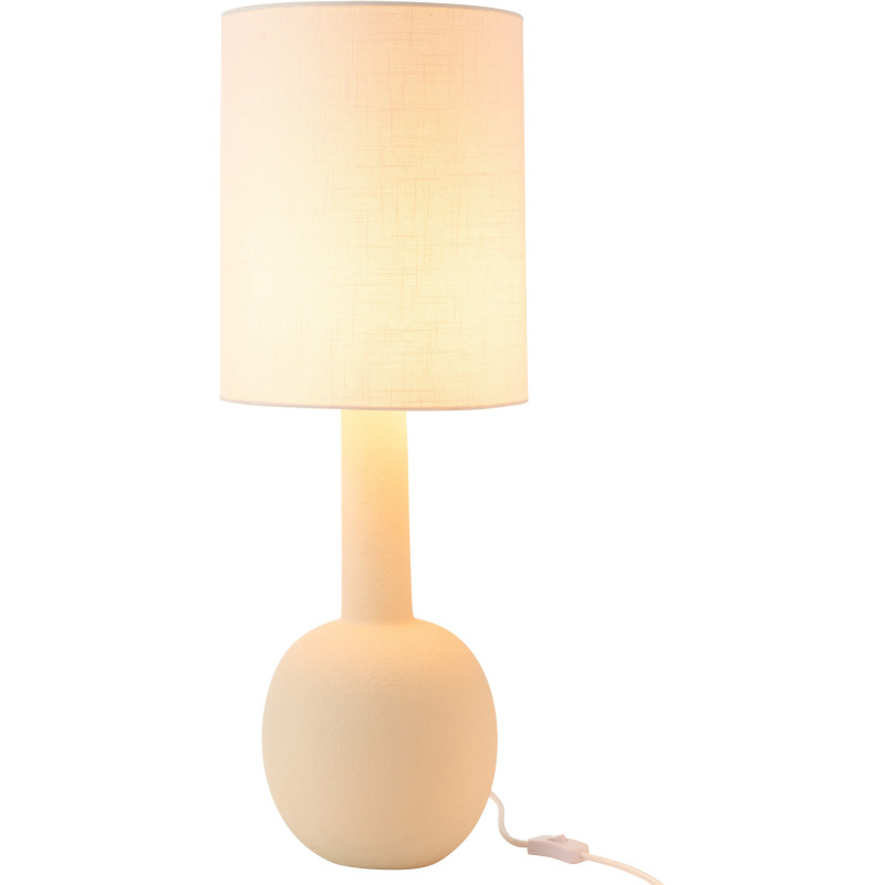 Lampe à poser originale boule Hauteur 76 cm en Grès Beige Tissu Blanc Siran - 1