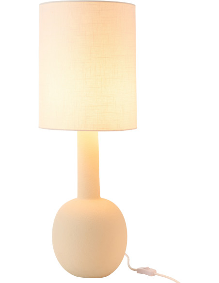 Lampe à poser originale boule Hauteur 76 cm en Grès Beige Tissu Blanc Siran - 1