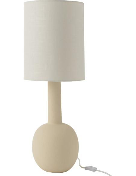 Lampe à poser originale boule Hauteur 76 cm en Grès Beige Tissu Blanc Siran - 3