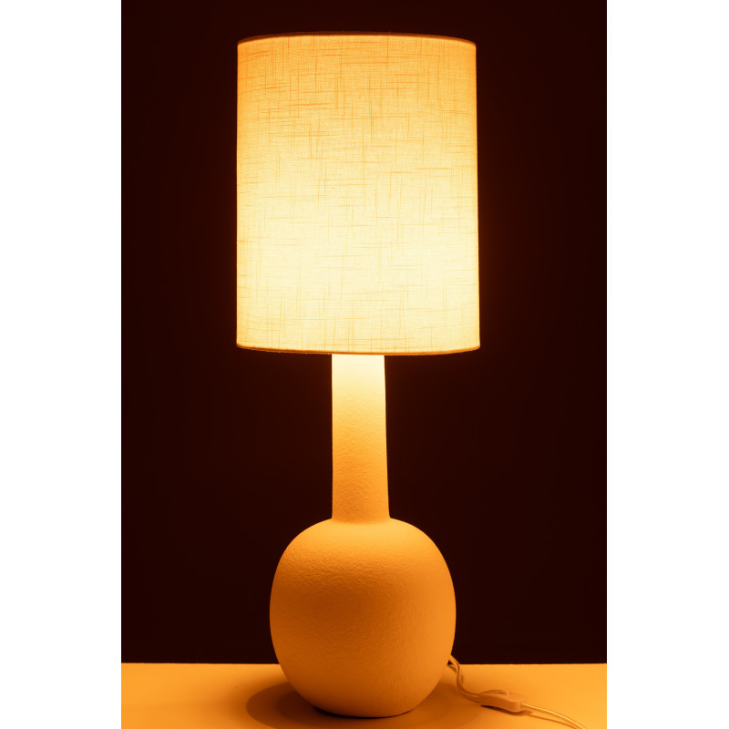 Lampe à poser originale boule Hauteur 76 cm en Grès Beige Tissu Blanc Siran - 4
