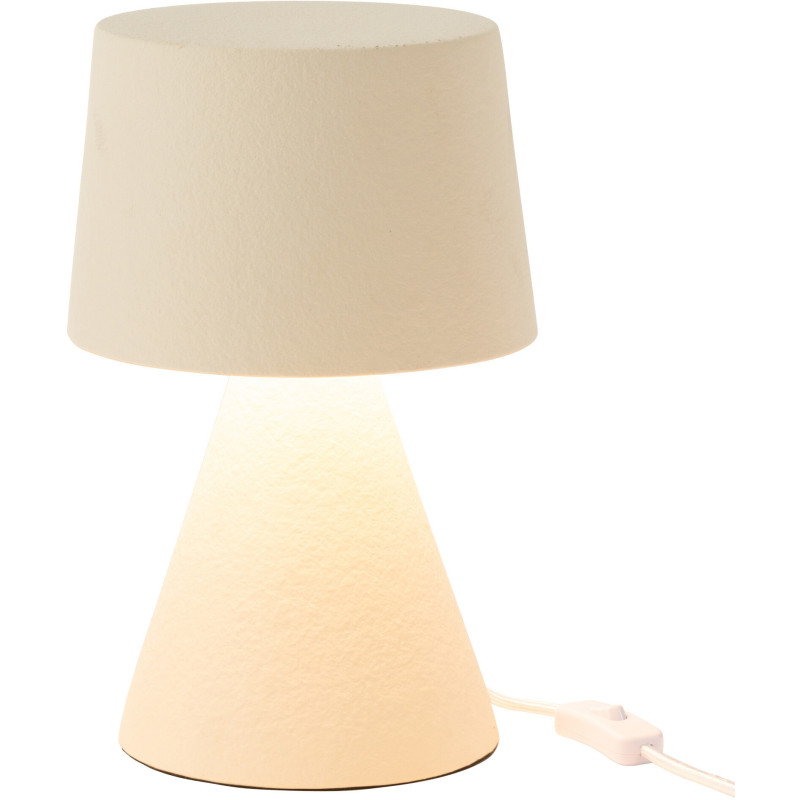 Lampe à poser originale conique Hauteur 34 cm en Grès Beige Tissu Blanc Malen - 1