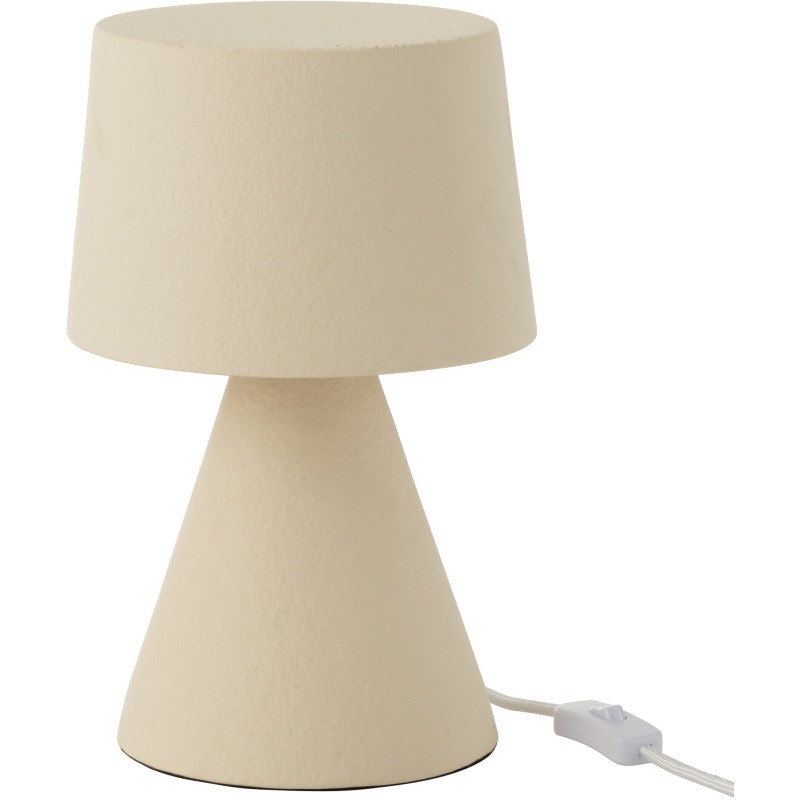 Lampe à poser originale conique Hauteur 34 cm en Grès Beige Tissu Blanc Malen - 2