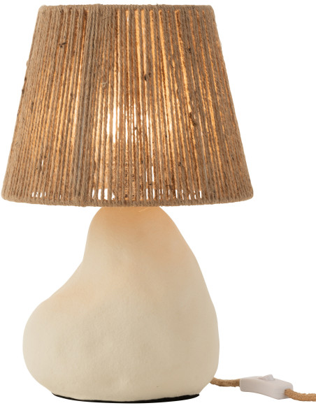 Lampe à poser originale organique Hauteur 40 cm en Grès Beige Jute Naturel Wiran