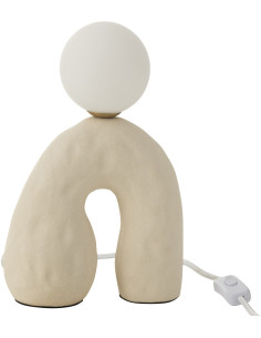 Lampe à poser originale organique globe Hauteur 30 cm en Grès Beige Elion - 1