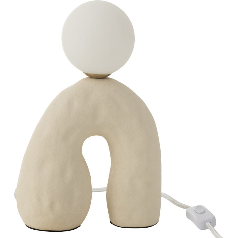Lampe à poser originale organique globe Hauteur 30 cm en Grès Beige Elion - 1