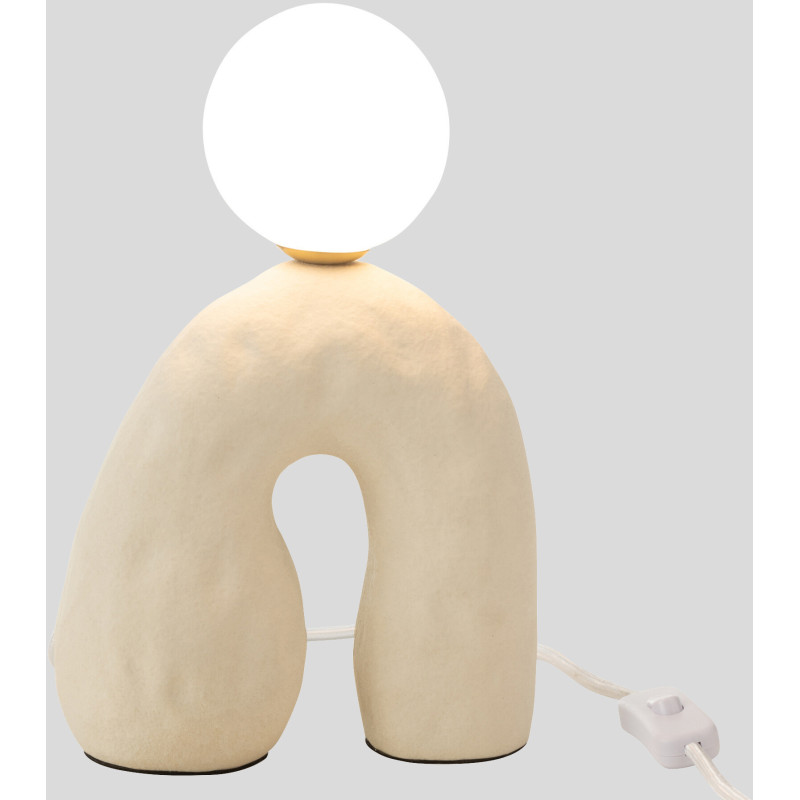 Lampe à poser originale organique globe Hauteur 30 cm en Grès Beige Elion - 2