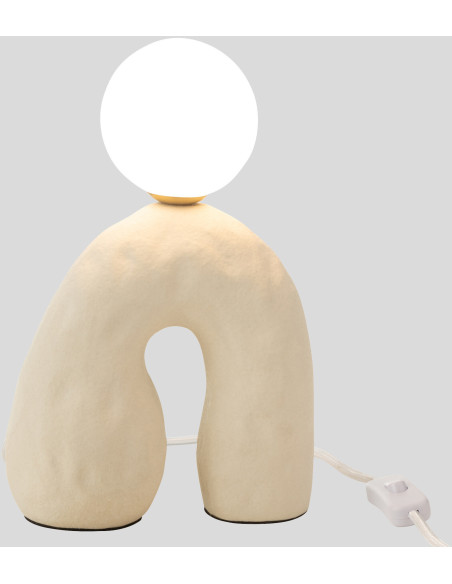 Lampe à poser originale organique globe Hauteur 30 cm en Grès Beige Elion - 2