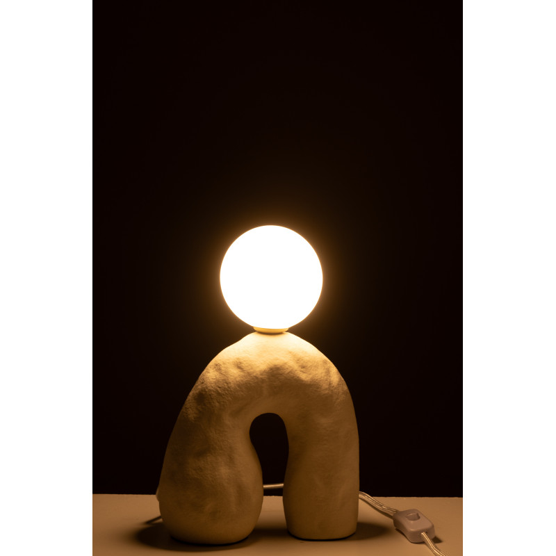 Lampe à poser originale organique globe Hauteur 30 cm en Grès Beige Elion - 3